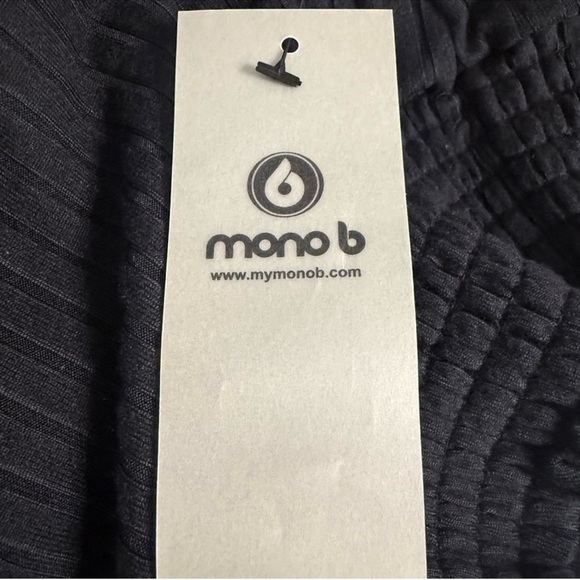 Mono B Black Ribbed Smocked Crop Tank Bralette - Picture 3 of 3